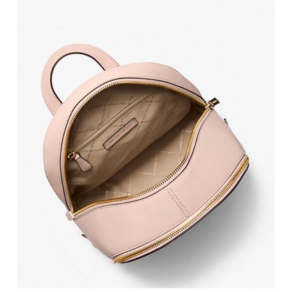 New Michael Kors Rhea Medium Pebbled Leather Backpack Powder Blush - Picture 4 of 4